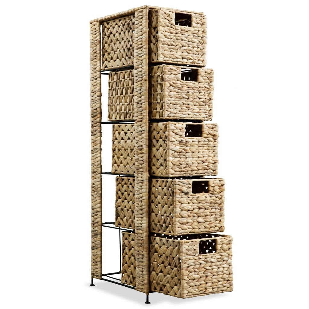Homgoday Armoire de rangement 5 paniers 25,5 x 37 x 100 cm, jacinthe d'eau, peu encombrante, armoire d'extérieur, mobilier extérieur, balcon pour salon, bureau, chambre à coucher, salle de bain