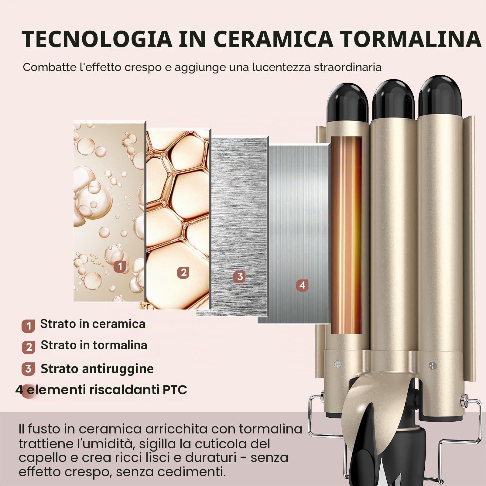 Ferro Arricciacapelli 32MM crea Onda Grande, AIMERVO Piastra Per Onde 14 Livelli di Temperatura da 80-210°C, Display Digitale Hair Waver Riscaldamento Immediato in 30 Secondi, Guanto Termico Incluso