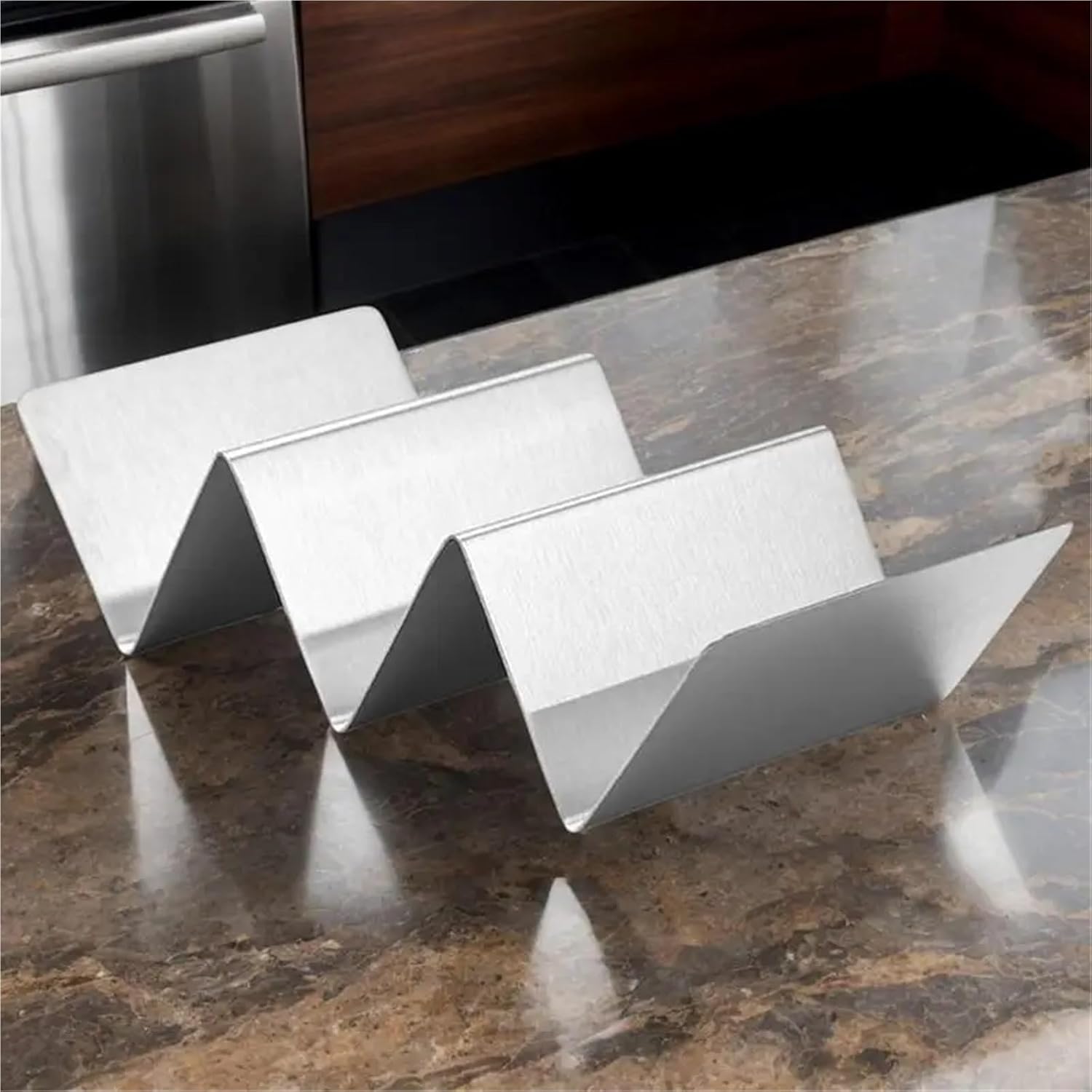 taco holder 8pcs Taco Tray Holder Stainless Steel Taco Holder Stand Non-Slip Metal Baking Tool Gathering Serving Dish For Buffets Restaurants for Soft/Hard Shells, Street Taco Rack with Plates(3 corn