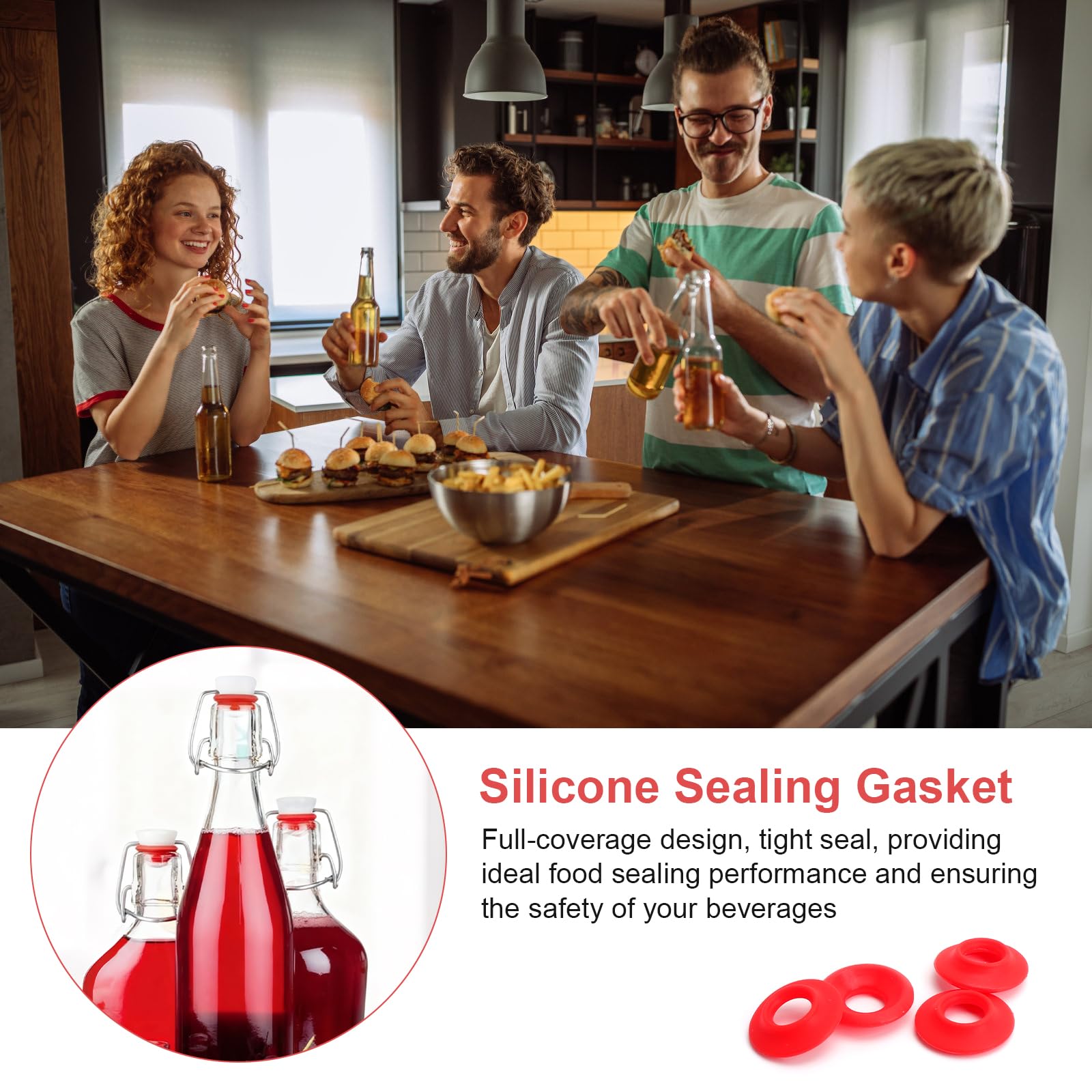 40 Piezas Juntas de Silicona para Botellas Anillos de Sellado para Botellas Vidrio Reutilizables Junta Alimentaria para Botella Cerveza Casera Flip Top Cierre Palanca sin Fugas Accesorios Swing Top