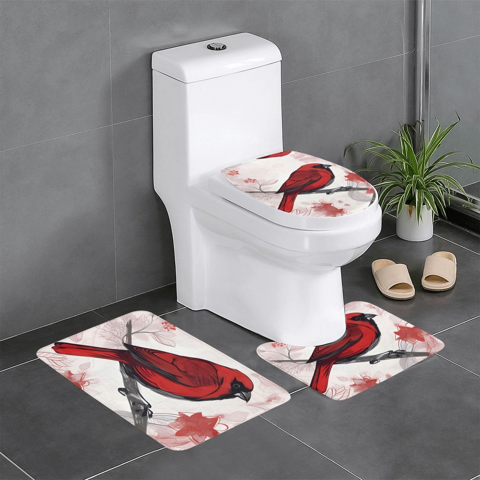 Tapis de salle de bain antidérapant 61x40.6 cm et tapis de toilettes en U et O