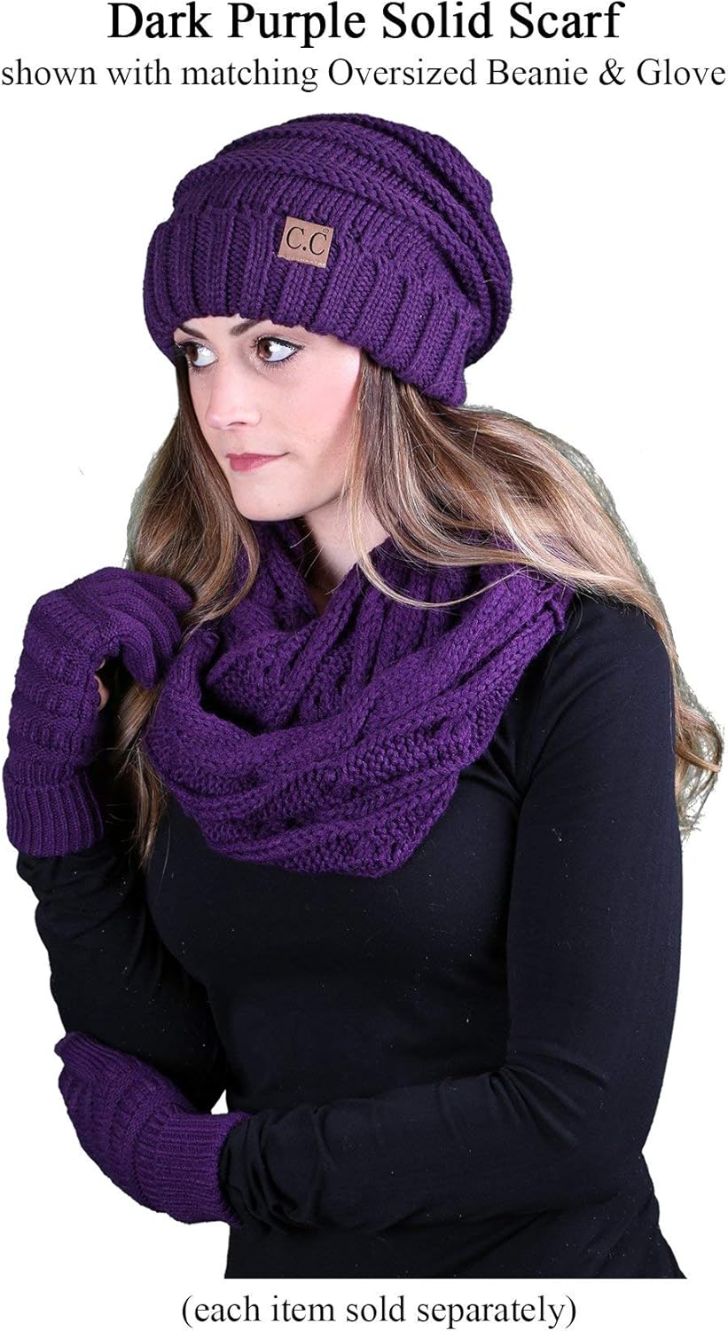 Funky Junque Matching 2 Pack Oversized Beanie & Infinity Scarf - Dark Purple