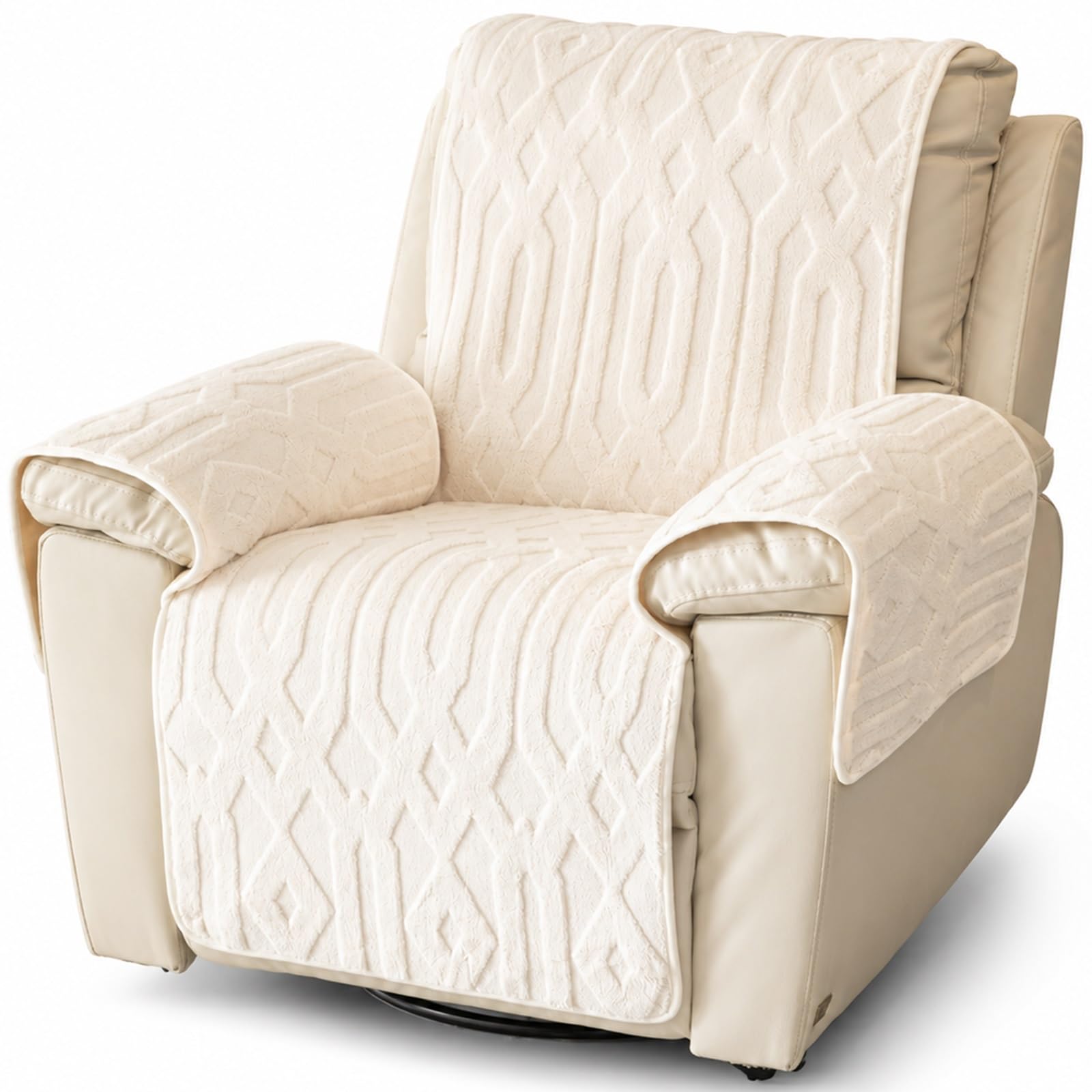 GZGLZDQ Recliner Chair Cover Non-slip, Armchair Cover Pet-safe Washable, Recliner Sofa Covers in Short Plush, Breathable Armchair Cover for Single Chairs Recliners Armchairs(C-white)