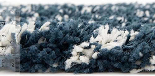 Miniatura 4 de Unique Loom Alfombra marroquí Trellis Shag Collection - Meknes (3 pies 3 pulgadas, cuadrado, azul marinomarfil)