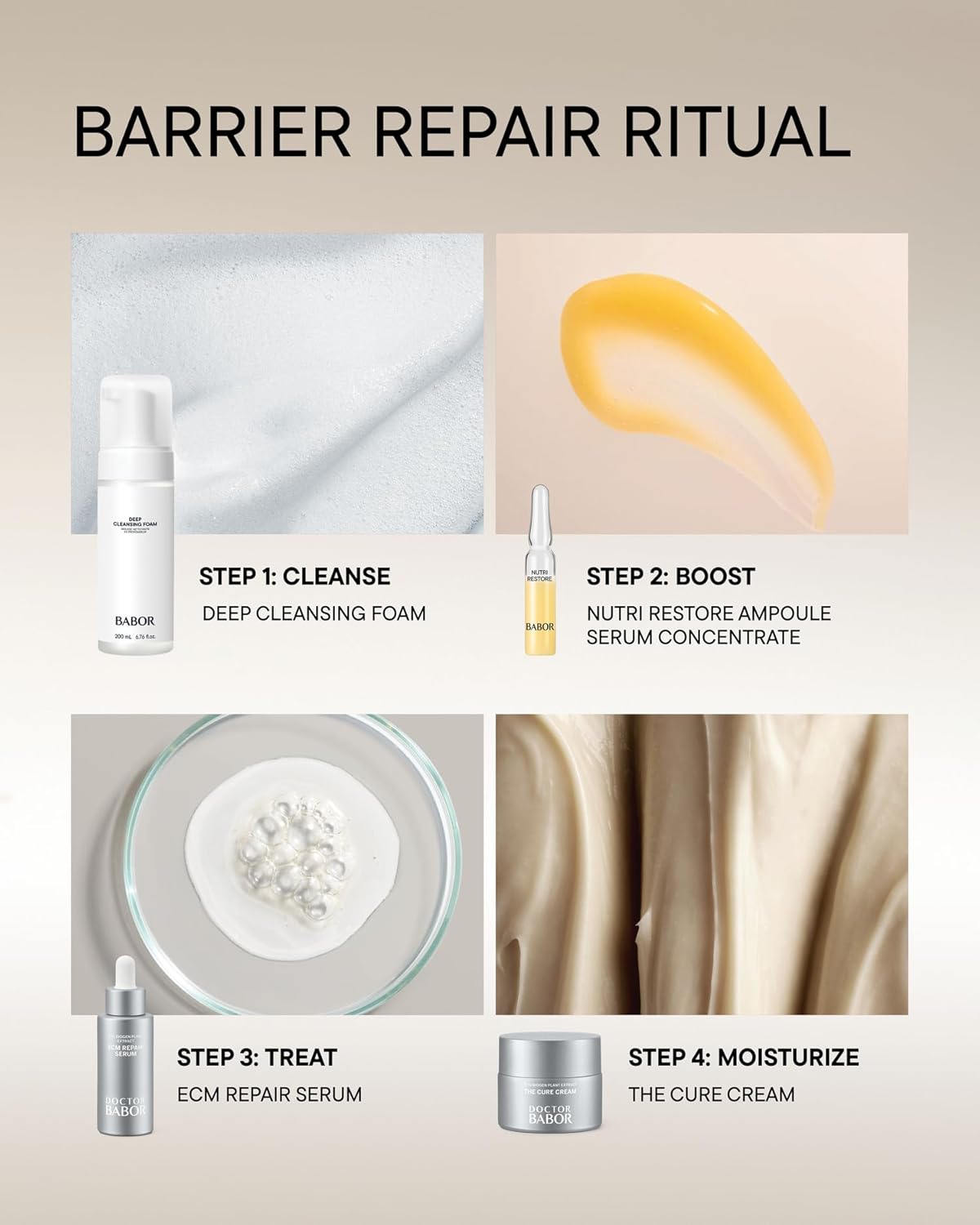 BABOR The Cure Cream – Barrier Repair Face Moisturizer with 15% BIOGEN Plant Extract & Panthenol, Deep Hydration Recovery Cream for Over-Exfoliated & Stressed Skin