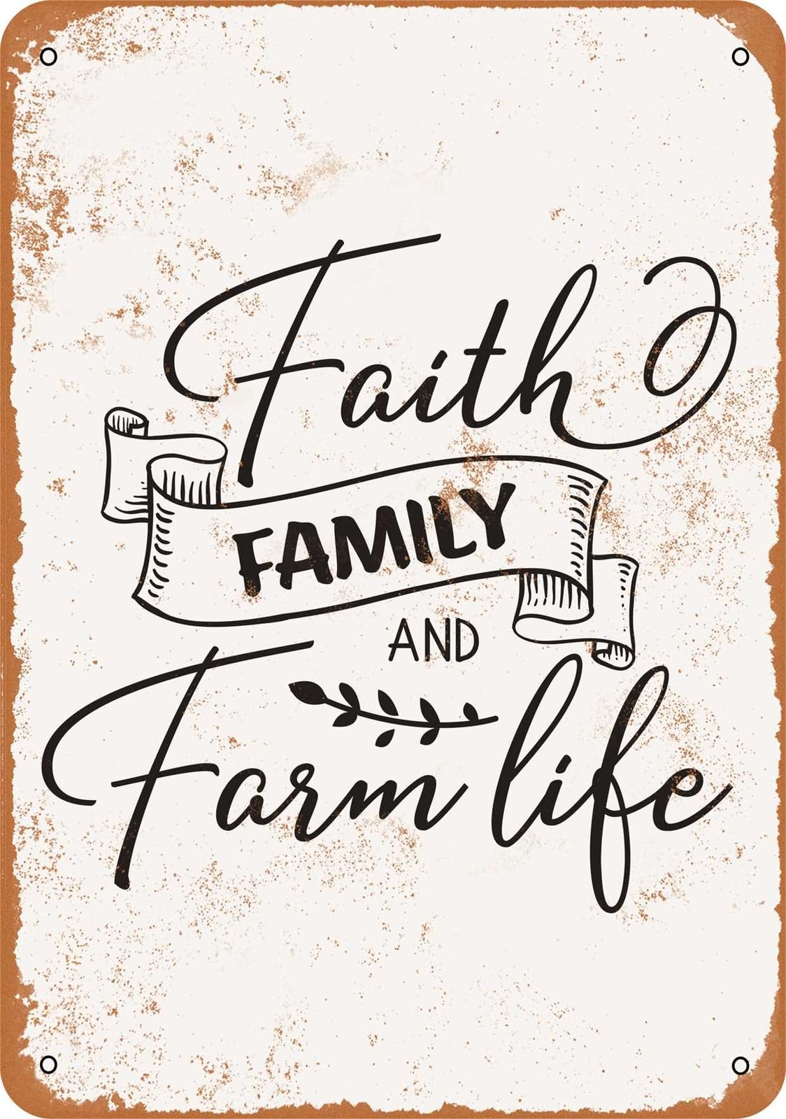 Miaomansenstore Metal Sign - Faith, Family And Farm Life - Vintage Look Home Decor