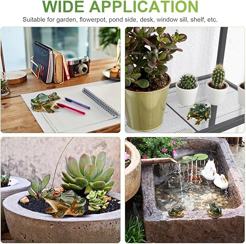 Miniatura 8 de VOSAREA 2 piezas de estatua de rana mini rana de resina de animales para decoración interior y exterior para jardín, patio, micro paisaje, adornos