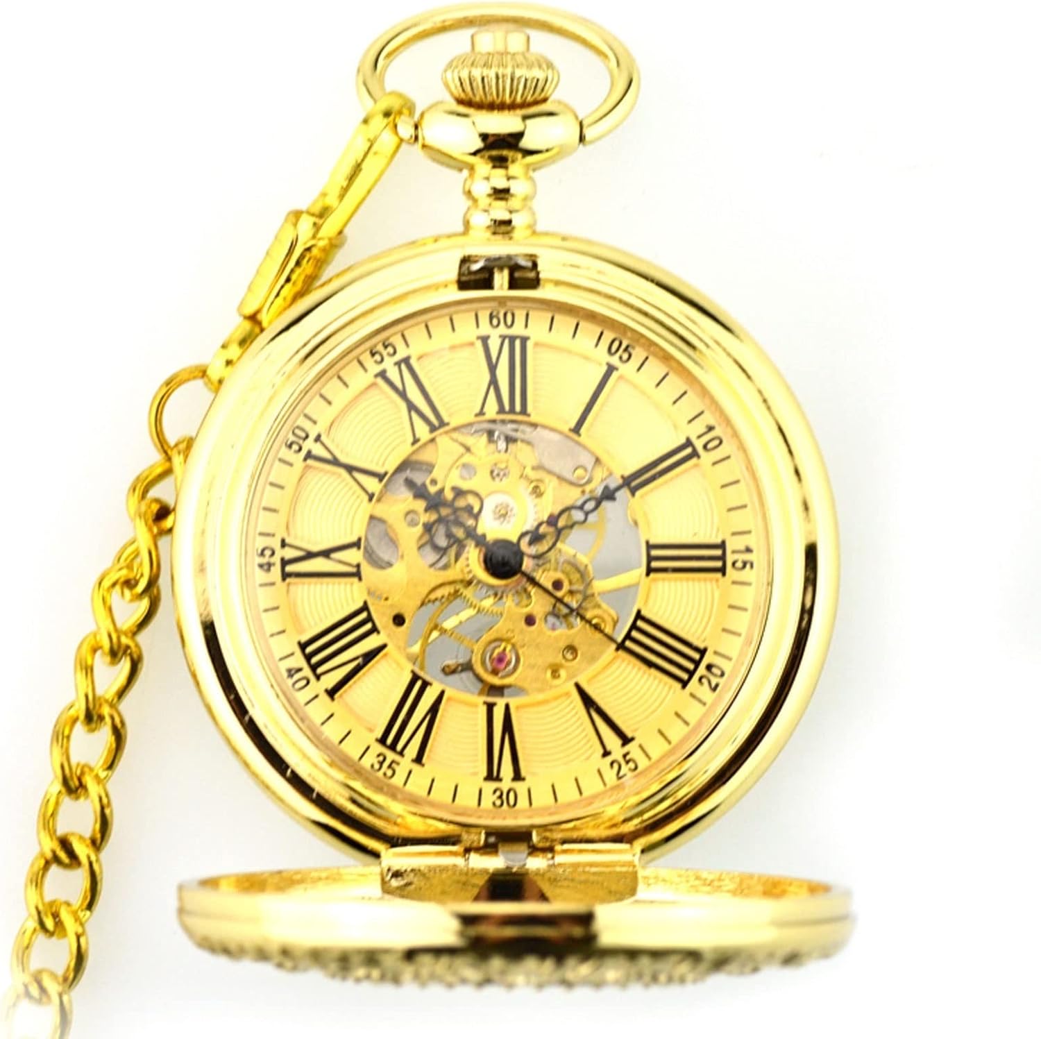 Mechanical Pocket Watch Hollow Carved Pocket Watch Flip Men's and Women's Antique Watches (Color : A) (A)