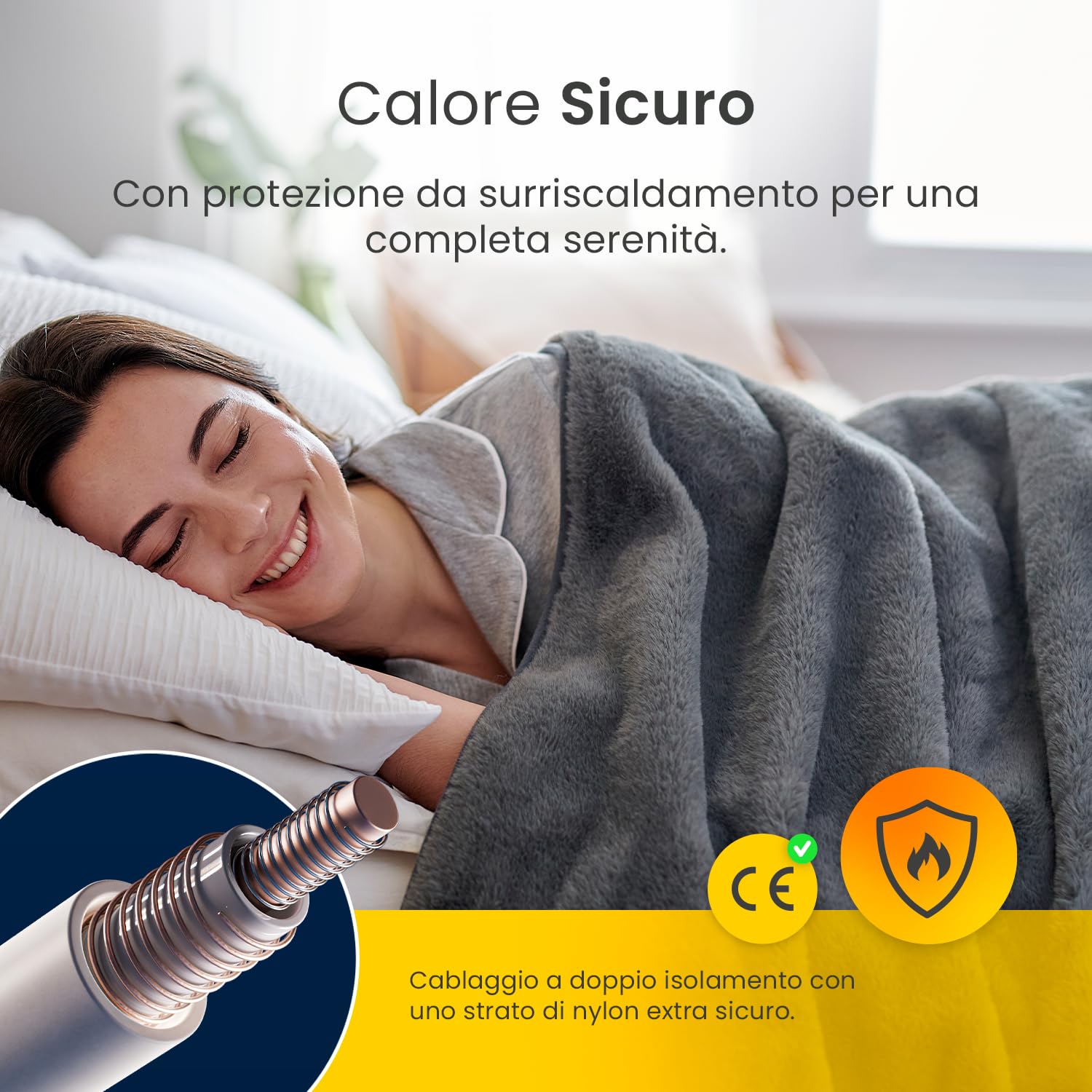 Cosi Home Coperta Riscaldante Elettrica 180x130cm in Pelliccia Sintetica. 9 livelli di calore, timer 9 ore, protezione surriscaldamento e telecomando - Coperta Termica