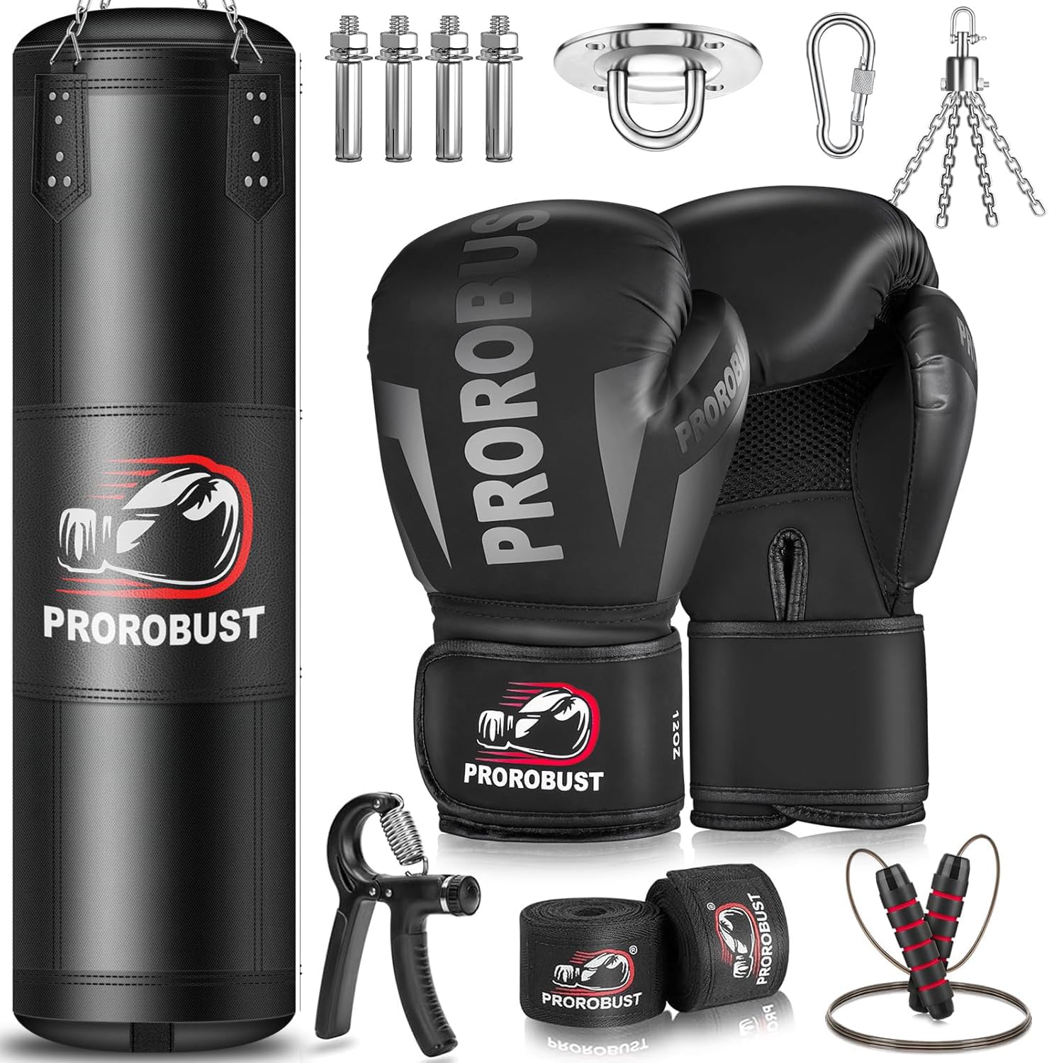 Sac de Frappe Oxford, 120 cm Lourd pour Adultes avec Gants de 12 oz pour MMA, Kickboxing, karaté, entraînement à Domicile (Non rempli), Noir, 120 cm