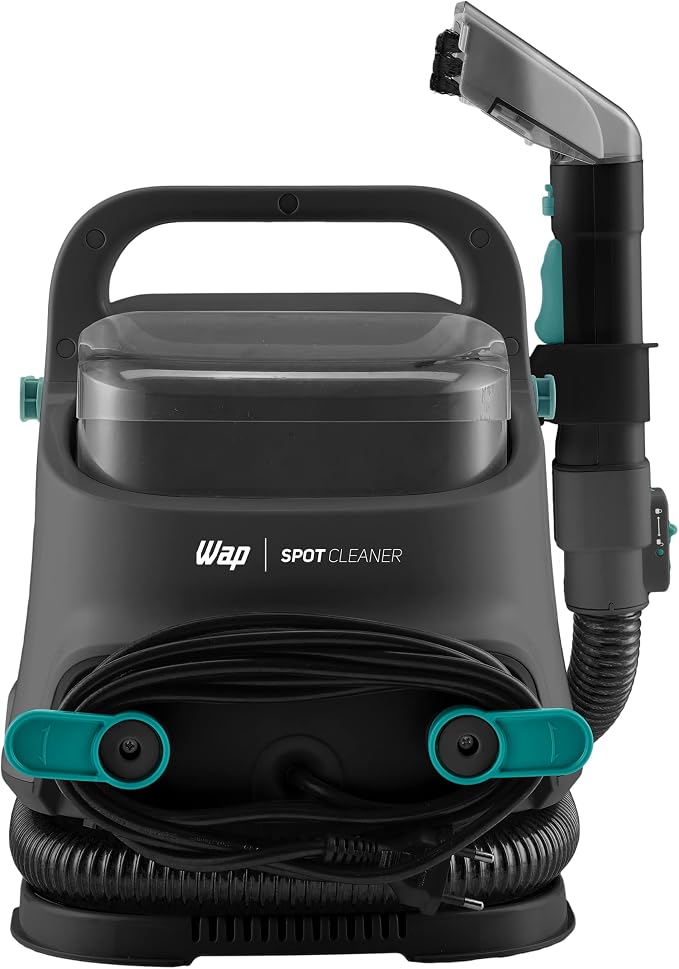 Visão traseira da WAP SPOT CLEANER W2 com cabo de energia enrolado e bico de sucção