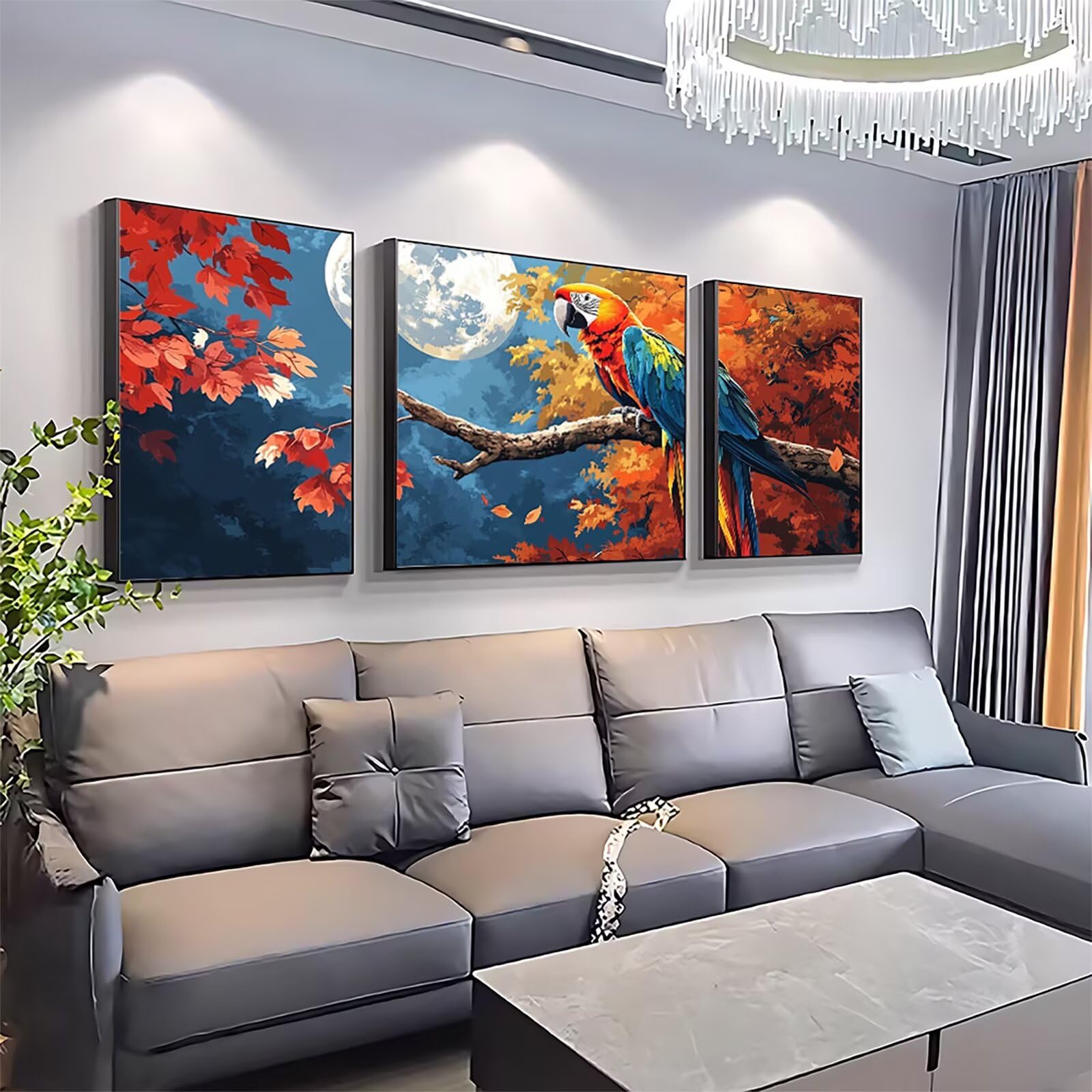 Zestaw do malowania zwierząt po numerach, dla dorosłych, papuga (2) zestawy do malowania po numerach, na płótnie, 50 x 100 cm, DIY, kolorowy obraz olejny z pędzlami, zestawy rzemieślnicze dla