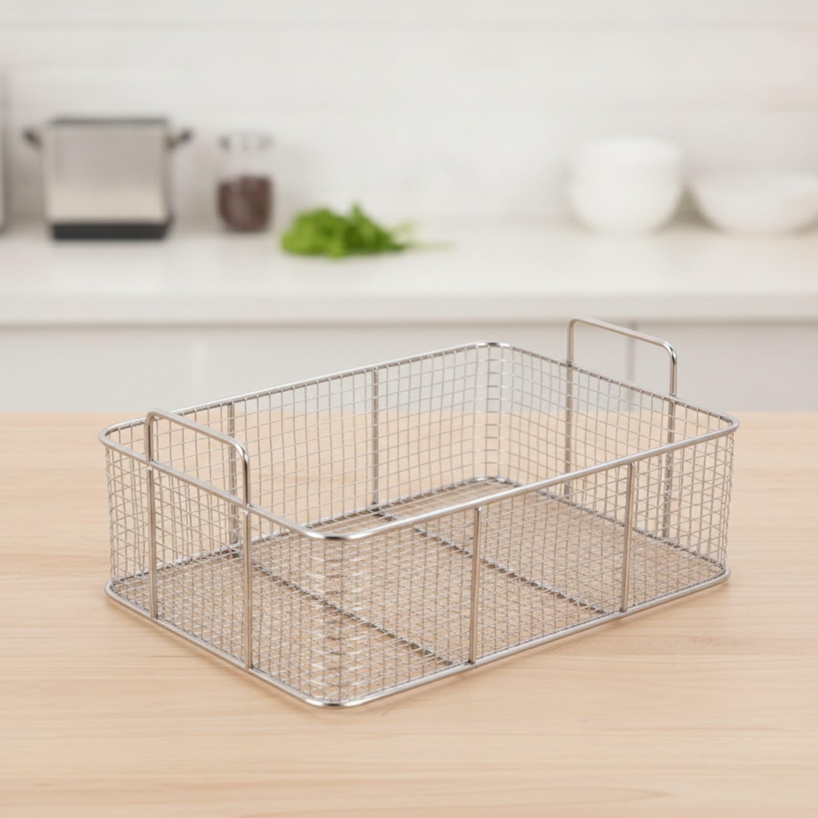 Qianly Cesta Acero Inoxidable con | Higiénico, Cestillo para Freír, Conveniente, Utensilio, Cocina Comercial, Cocineros, Mango Externo B