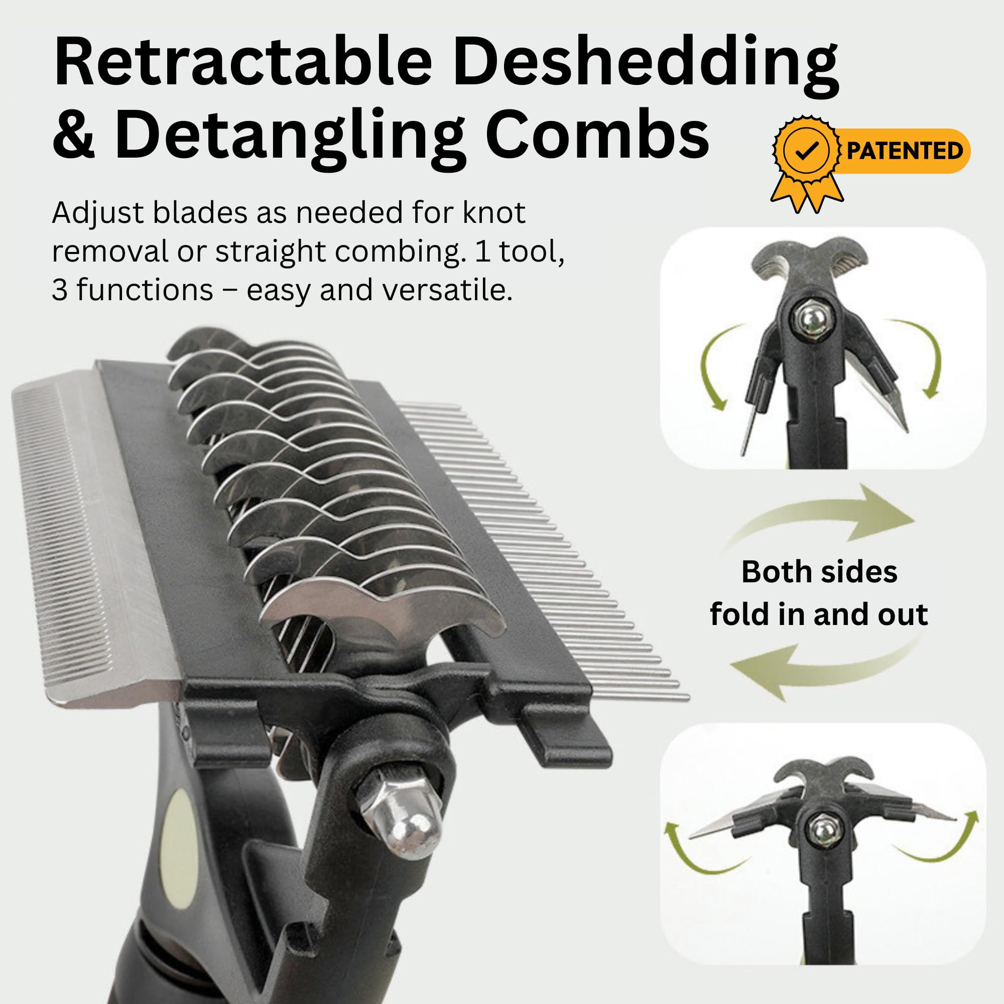 FurCare 3-in-1 Deshedding, Dematting & Detangling Pet Tool, Cat Brush Dog Brush for Grooming for Short Long - Image 2