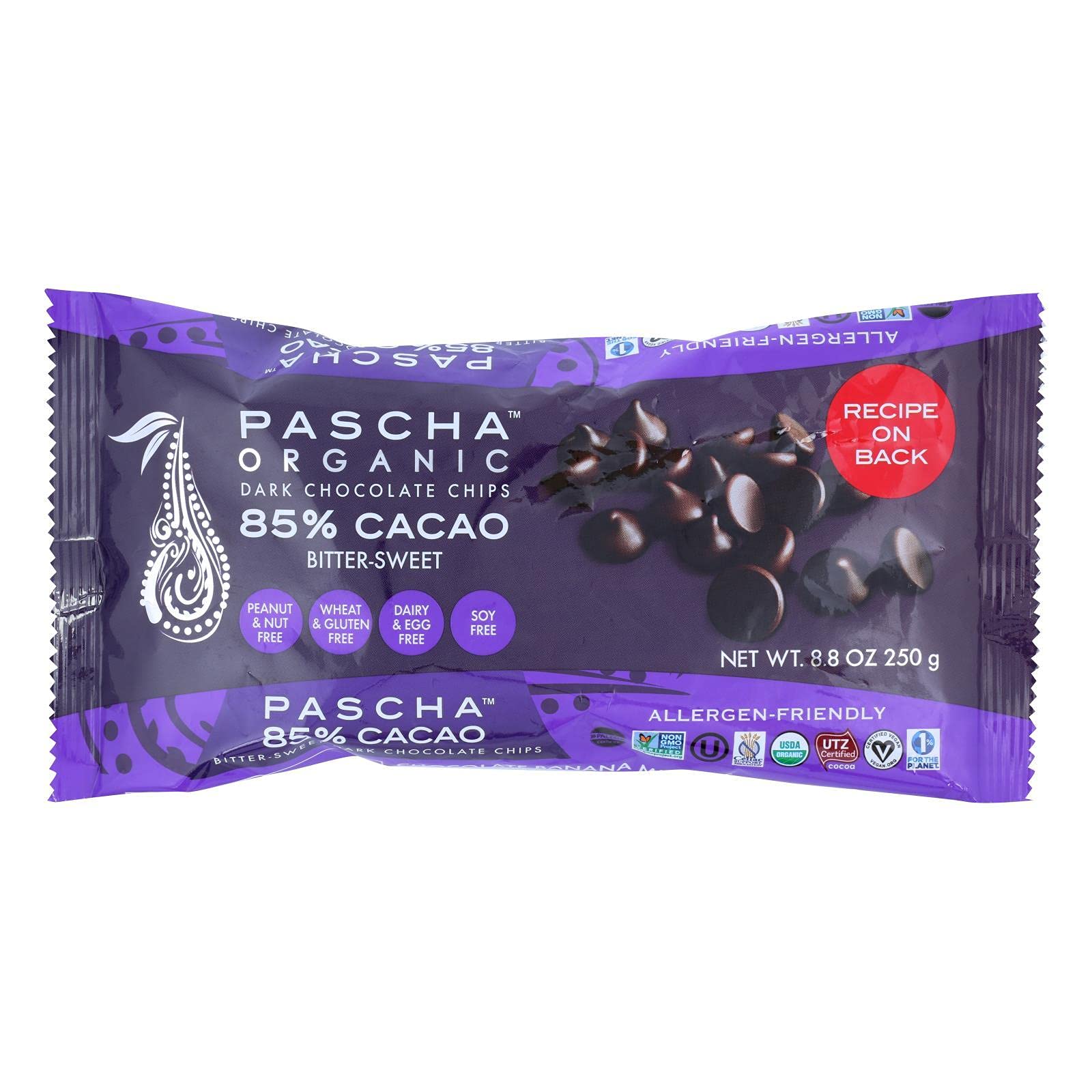 Sponsored Ad - Pascha Organic Chocolate Chips -Bitter-Sweet Dark 85% - Case of 6-8.8 Oz