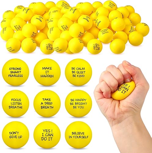 Miniatura 7 de Shappy 72 bolas inspiradoras para aliviar el estrés, pelota motivacional para el estrés, bola estimulante de poliuretano a granel para adultos,