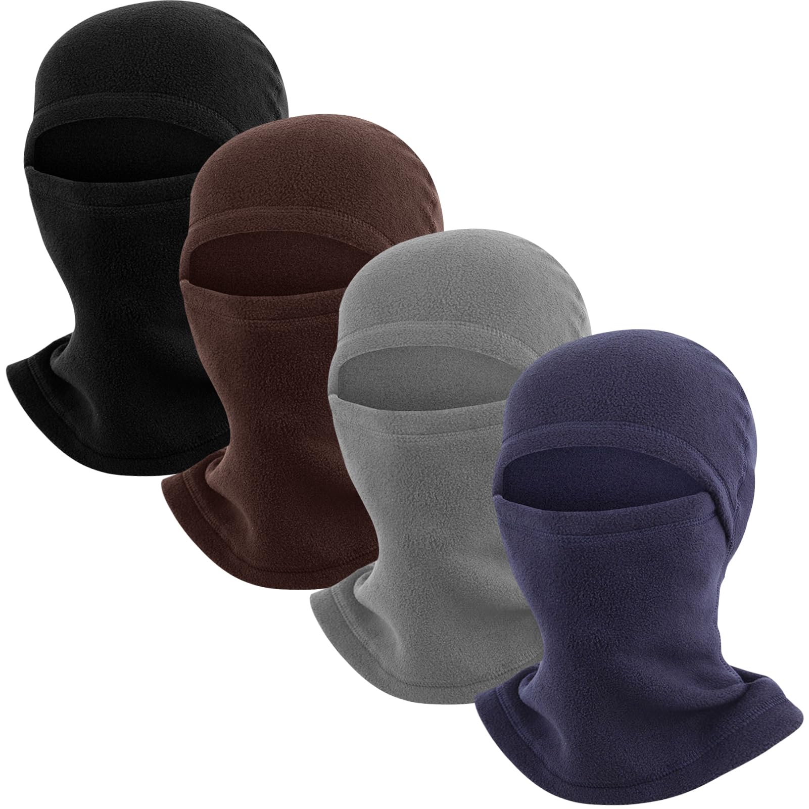 4 pasamontañas de forro polar cálido de invierno, máscara de esquí suave para hombres y mujeres, clima frío, negro, azul marino, café, gris
