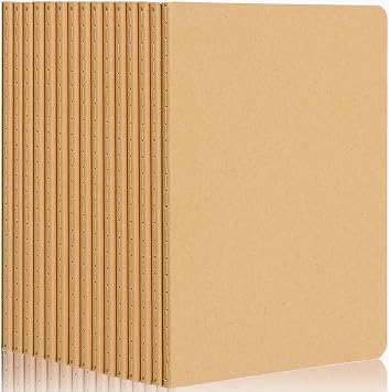 15 Pack Notebooks Bulk, Kraft Cover Travel Journal Set, A5 Blank Notebook, Unlined Sketchbook Subject Notebooks for Traveler Drawing Writing Office Work, 68 Pages, 34 Sheets, 8 x 5.5
