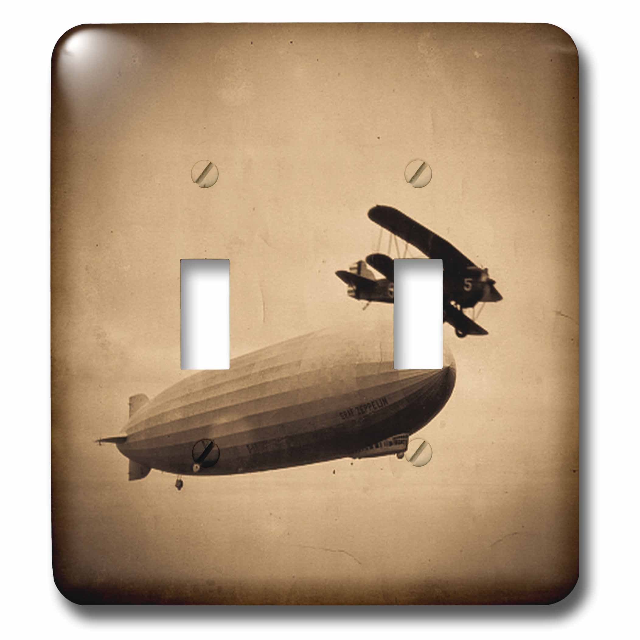 3dRose lsp_77352_2 The GRAF Zeppelin Approaching New York City Photograph Sepia Double Toggle Switch