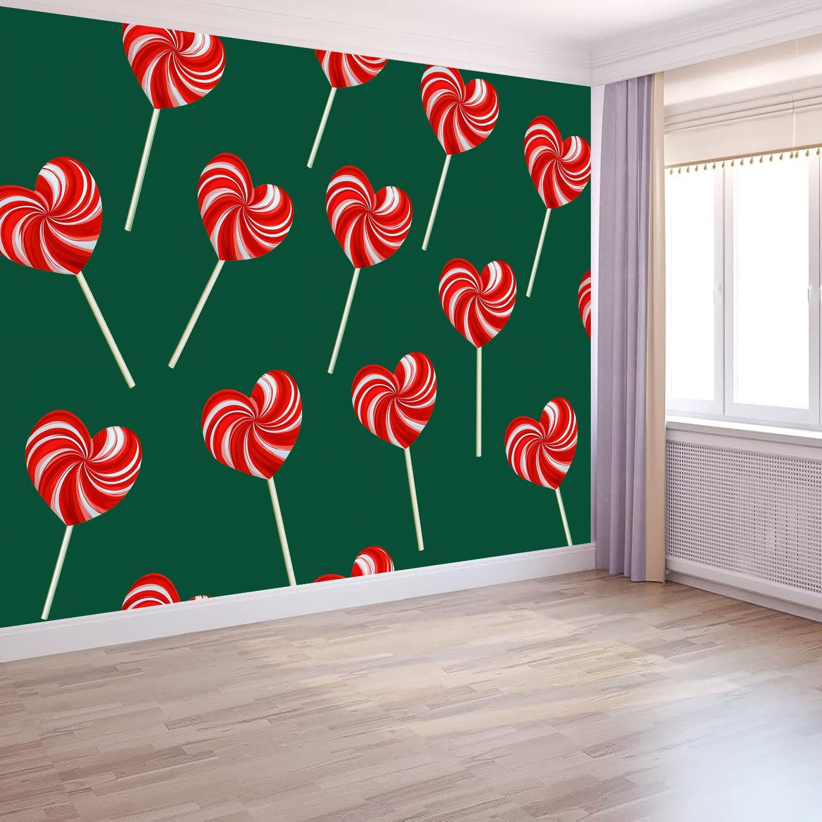 Générique Panoramiczna tapeta vintage zabawna serce smoczek 3D 300 x 210 cm, włóknina XXL nowoczesna dekoracja ścienna salon sypialnia biuro pokój dziecięcy, zielony