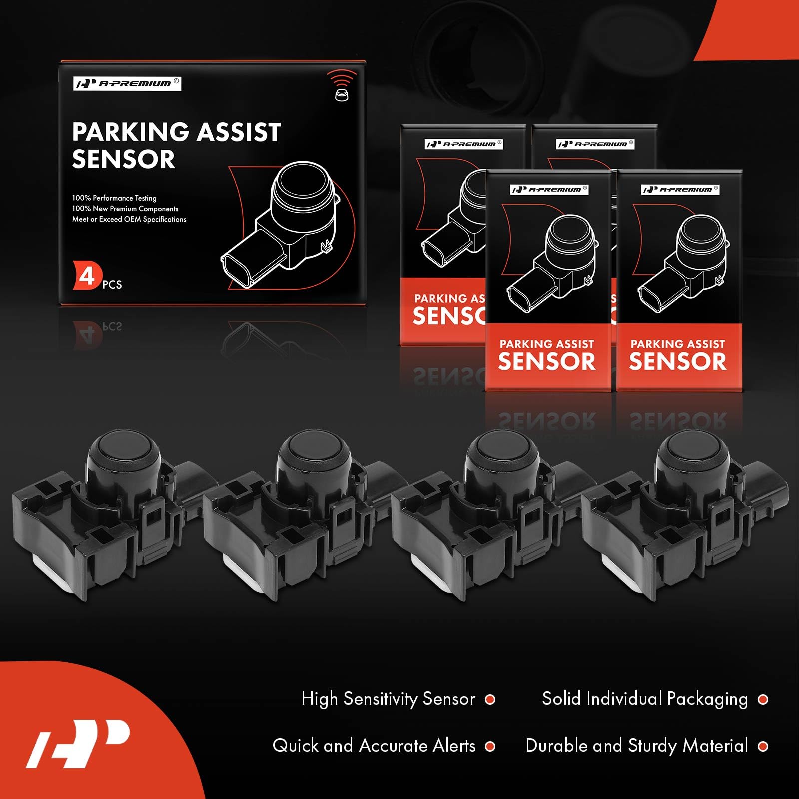 A-Premium 4-PC Reverse Backup Parking Assist Sensor Compatible with Select Toyota & Lexus Models - 4Runner 2013-2016, IS250 2010-2015, IS350 2010-2015, IS F 2011-2014, Replace# 8934164010