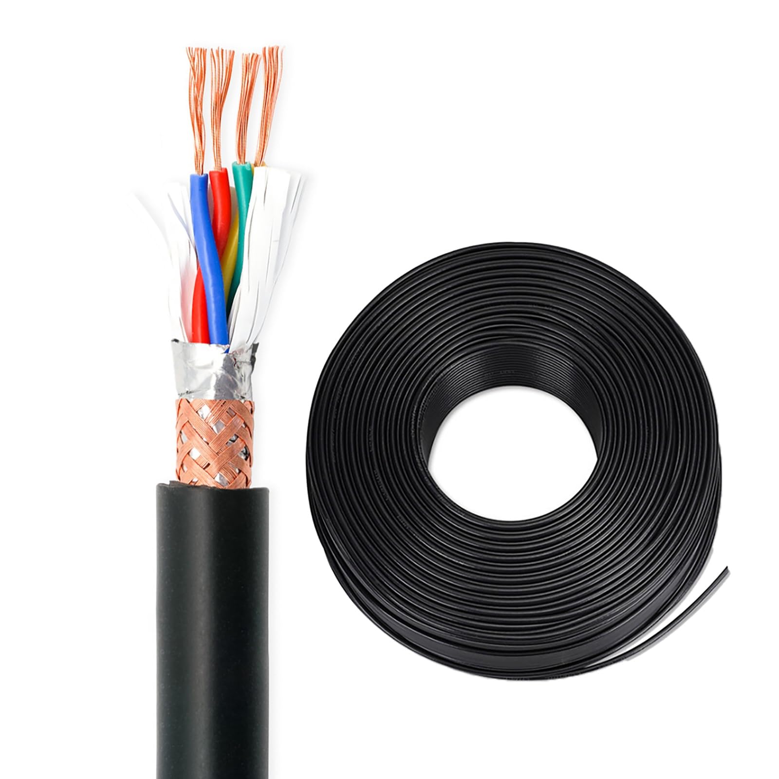 100M 4-adriges Geschirmtes Twisted Pair Kabel 0.12mm² Bis 2.5mm² Sauerstofffreies Kupfer Signal Steuerleitung Für RS485 Audio Automatisierung(1.5mm2)