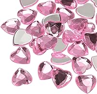 Vista 15 de MECCANIXITY 20 piezas de diamantes de imitación acrílicos de corazón de 0.98 pulgadas (0.984 in) con parte trasera plana, gemas de plástico