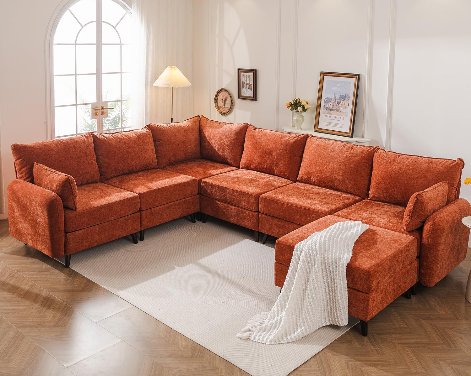 135 Modular Sectional Sofa with Storage Seat Oversized U Shaped Couch with Ottoman 7 Seater Couches for Living