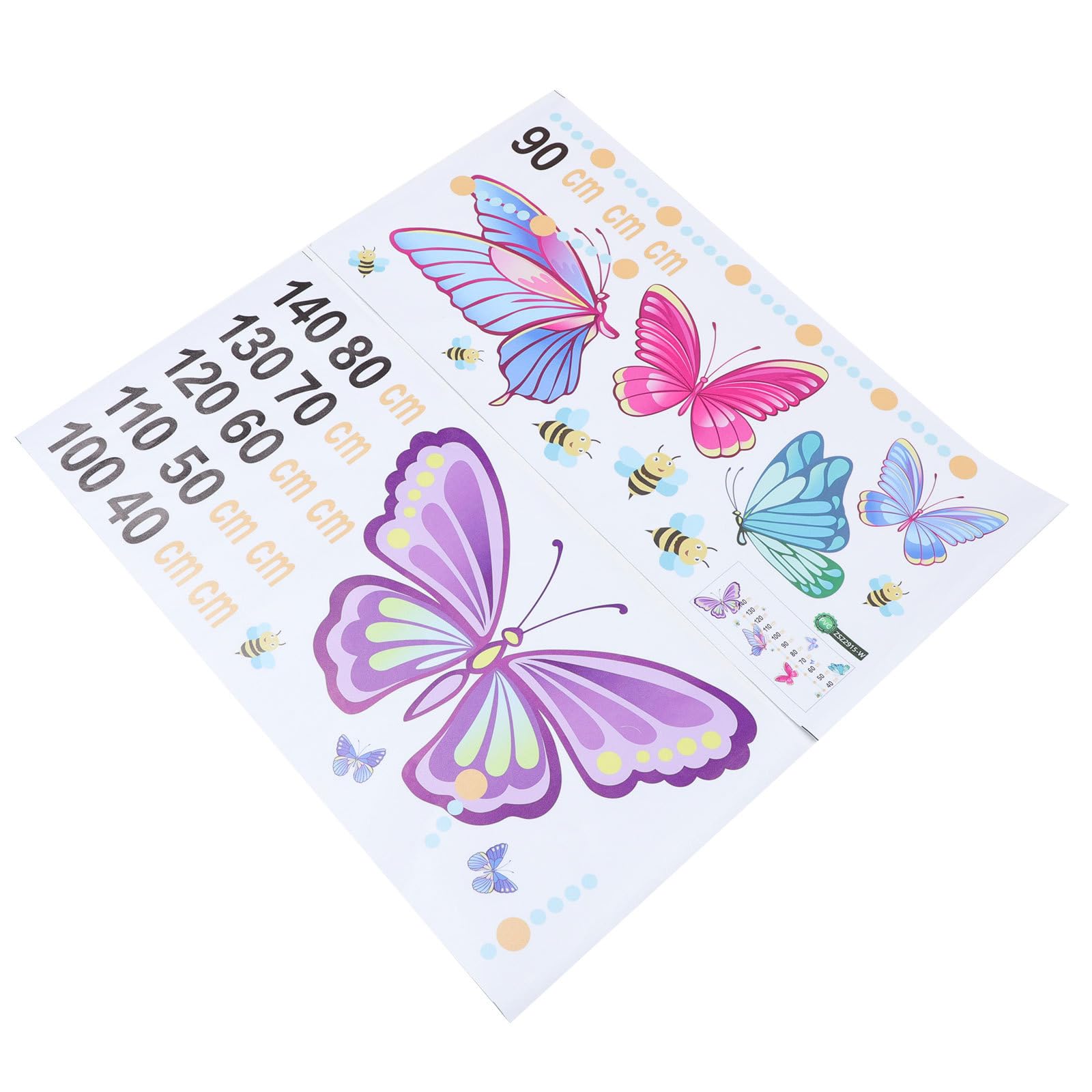 Outanaya Baby Growth Height Chart Lovely Butterflies Pattern 2 Sheets Wall Decals with PVC Material Waterproof and Convenient to Use, for Nursery Room or Kids Room Decor