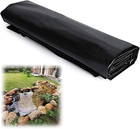 Image ZAAHII Rubber Pond Liner, HDPE Pond Skins For Fish Ponds Streams Fountains And Garden Waterfall, 1x5m(3x16.4ft),2x6m(6.5x19.6ft) 3x4m(9.8x13ft), Black Waterproof
