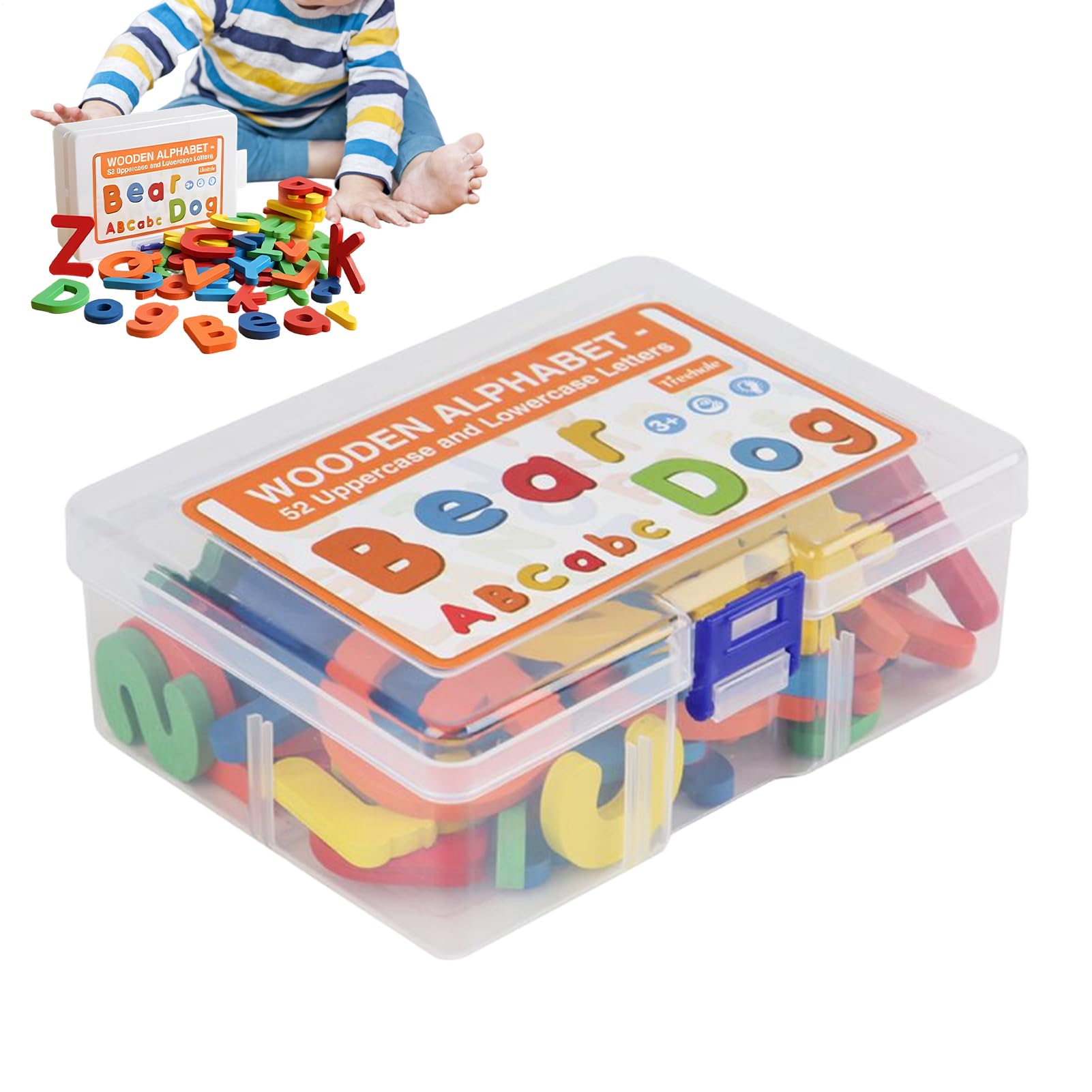 Juguetes Educativos Alfabeto para Primera Infancia,52 Piezas Juego De Letras De Madera - Material Didáctico para Aula Homeschool Práctica Lectura