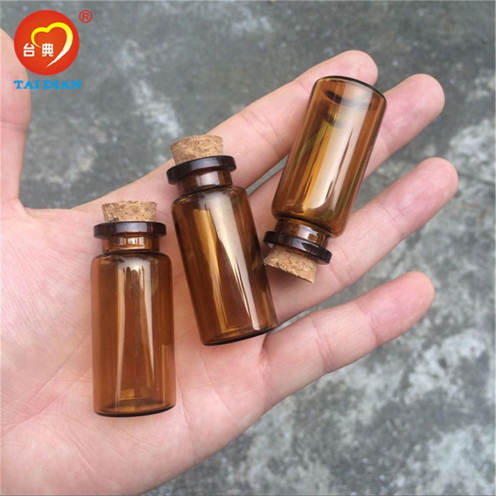 50units 10ML Amber Glass Vials with Cork Empty Brown Tiny Glass Jars Mini Glass Bottles Vials Jars Containers (50, 10ML)