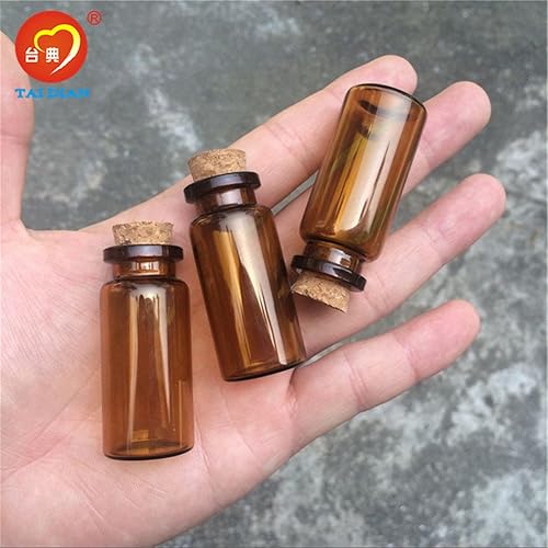 Miniatura 8 de 0.866x1.969x0.492 in 0.3 fl oz Botellas de vidrio ámbar con corcho pequeños frascos vacíos lindos 0.3 fl oz corchos de vidrio frascos de botella 12