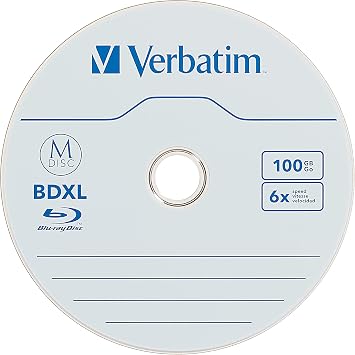 Verbatim M DISC BDXL 100GB 6X with Branded Surface Blank Blu-Ray Recordable Media – 5pk Jewel Case Box,Blue