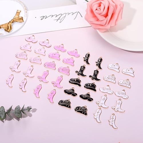 Miniatura 4 de NVENF 36 dijes para botas de vaquero para hacer joyas, esmalte de vaquera occidental, sombrero de bota, dijes para collares, pulseras, aretes,