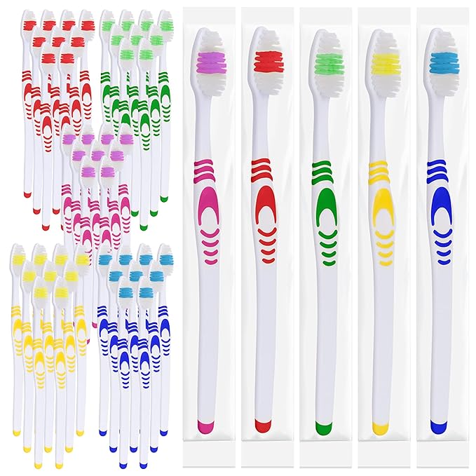 Lingito 50 Bulk Travel Toothbrushes, Individually Wrapped