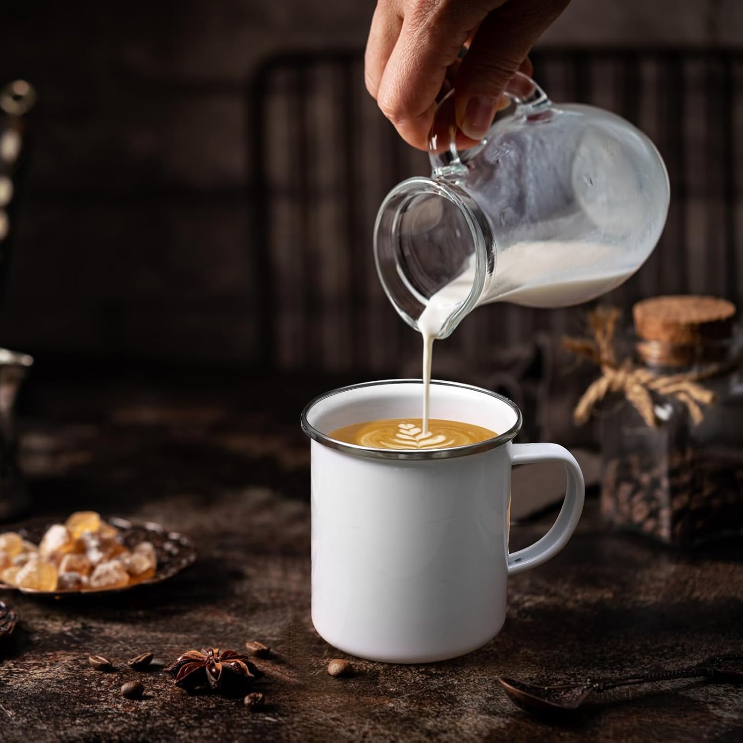 16oz Sublimation Enamel Mug Silver Rim Travel