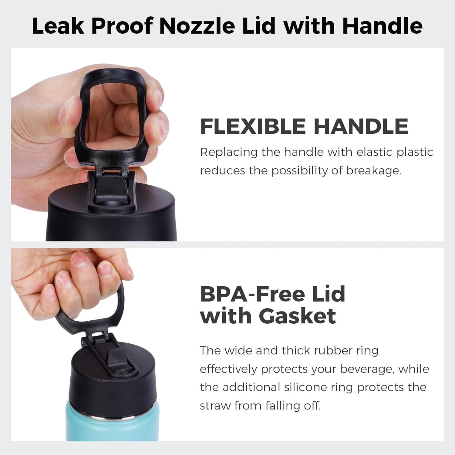 Neihepal 22 oz Insulated Water Bottles Bulk, Stainless Steel Water Bottles Bulk with Leak Proof Straw Lid, Wide Mouth Double Walled Vacuum Keeps Cold and Hot(Mix,8 Pack) - Image 5