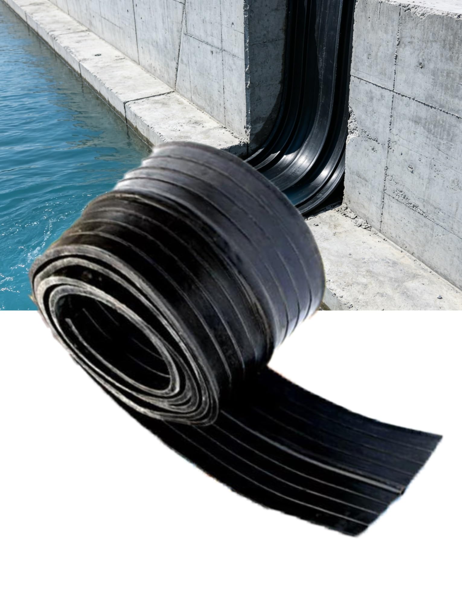 Taśma zatrzymująca wodę do połączeń betonowych, tunelu, hydroizolacji piwnicy - typ zewnętrzny żarówki środkowej, 2000 x 35 x 0,8 cm wbudowana