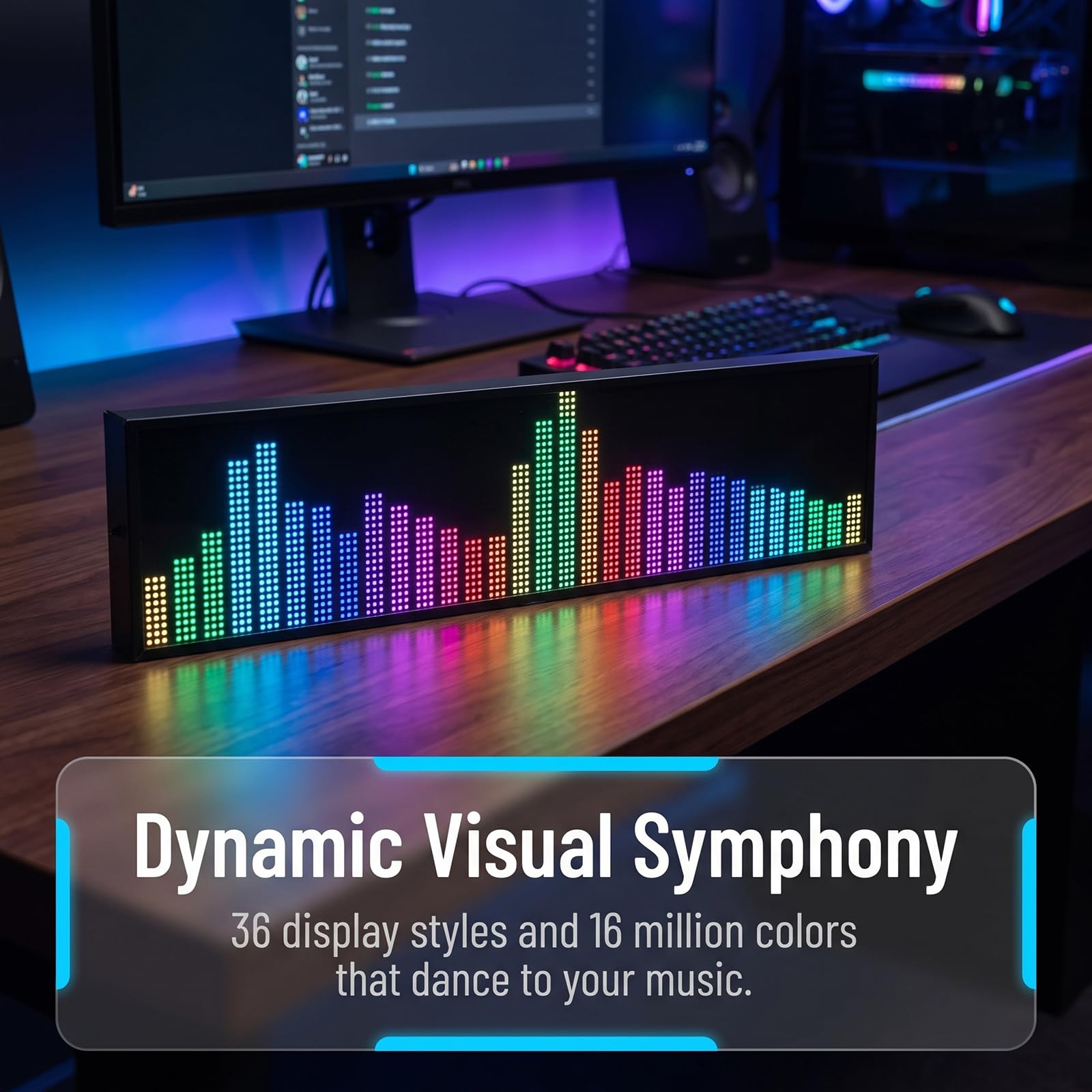 Analizador De Espectro Musical, Visualizador De Audio Doméstico con 36 Modos De Visualización Led, Sensor De Voz, Reloj De Alta Precisión Y Entrada Aux/micrófono para Pc Y Juegos.