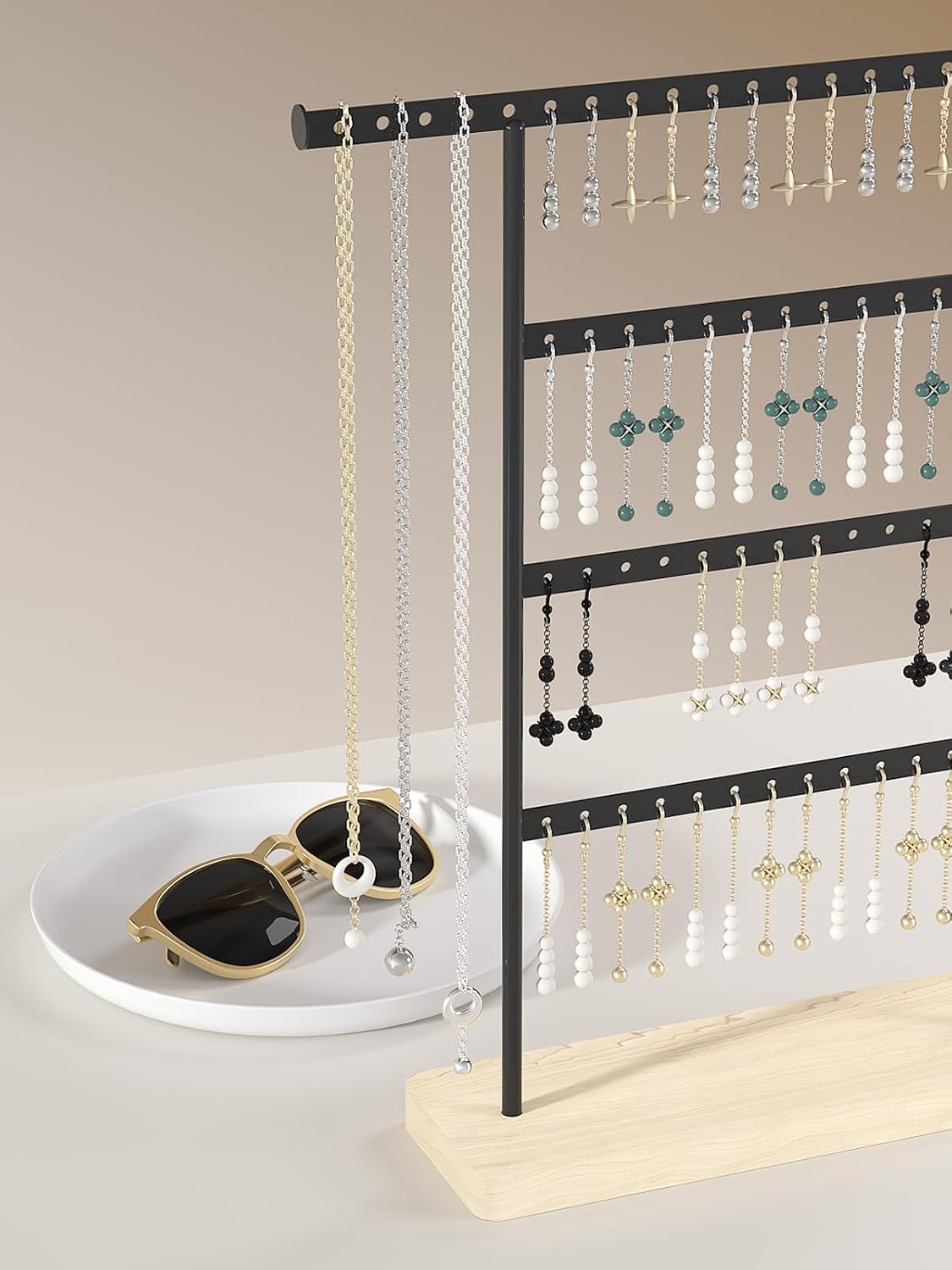 Earring Holder Stand, Earring Organizer Stand, Metal Earring Display Stand, Necklace Bracelet Earrings Jewelry Organizer Stand Rack (58 Holes Black) image 4