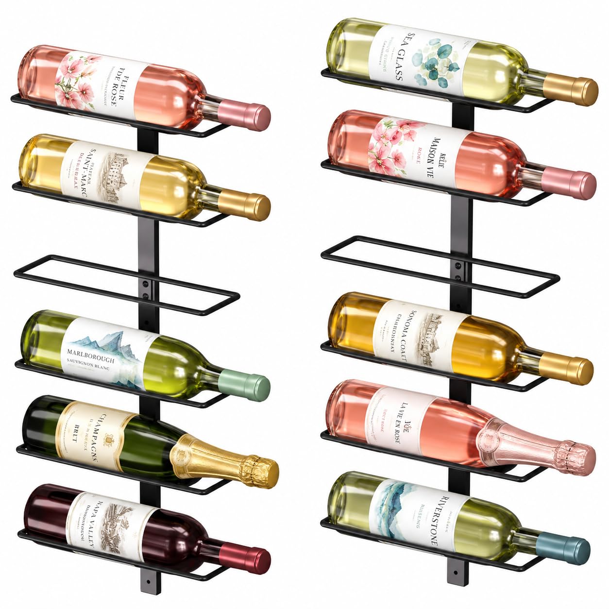Wall Mounted Wine Rack - 12 Bottle Black -1