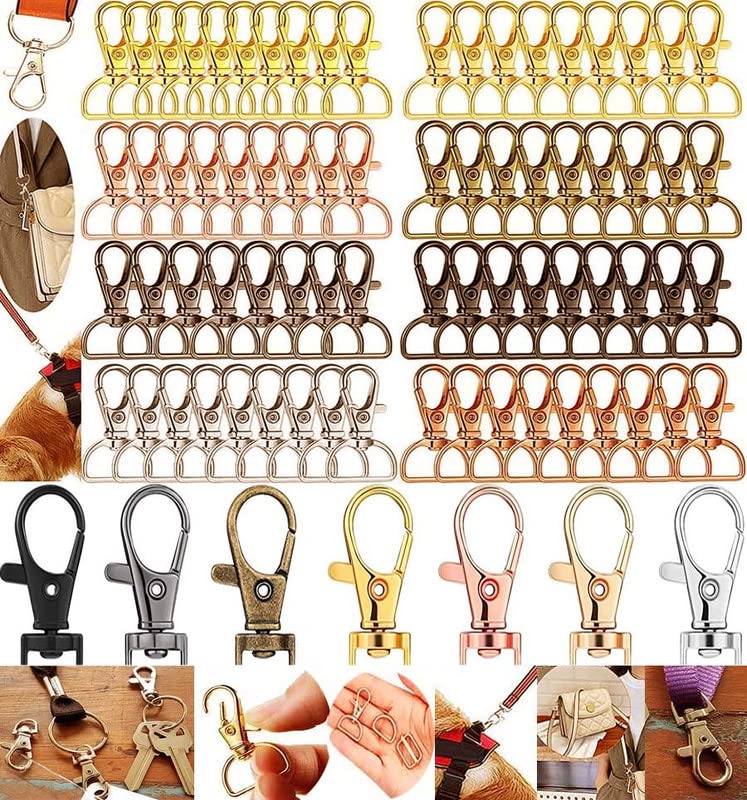 Image of DIY Crafts 10 Pcs Swivel Clasps, Silvery, Swivel Clasps with D Rings Slide Buckles Set Lanyard Snap Hooks Keychain Clip Hooks D Keychain Rings Lobster Cl (10 Pcs Swivel Clasps, Silvery)