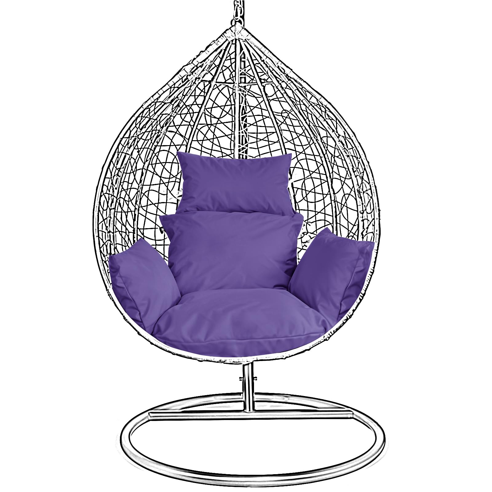 Swing Egg Chair Replacement Cushions Set, Water-Resistant Hanging Basket Swing Seat Pad with Headrest Pillow, Foldable Removable Cushion for Outdoor Patio Hammock Swing Chair (Purple) โ image 1