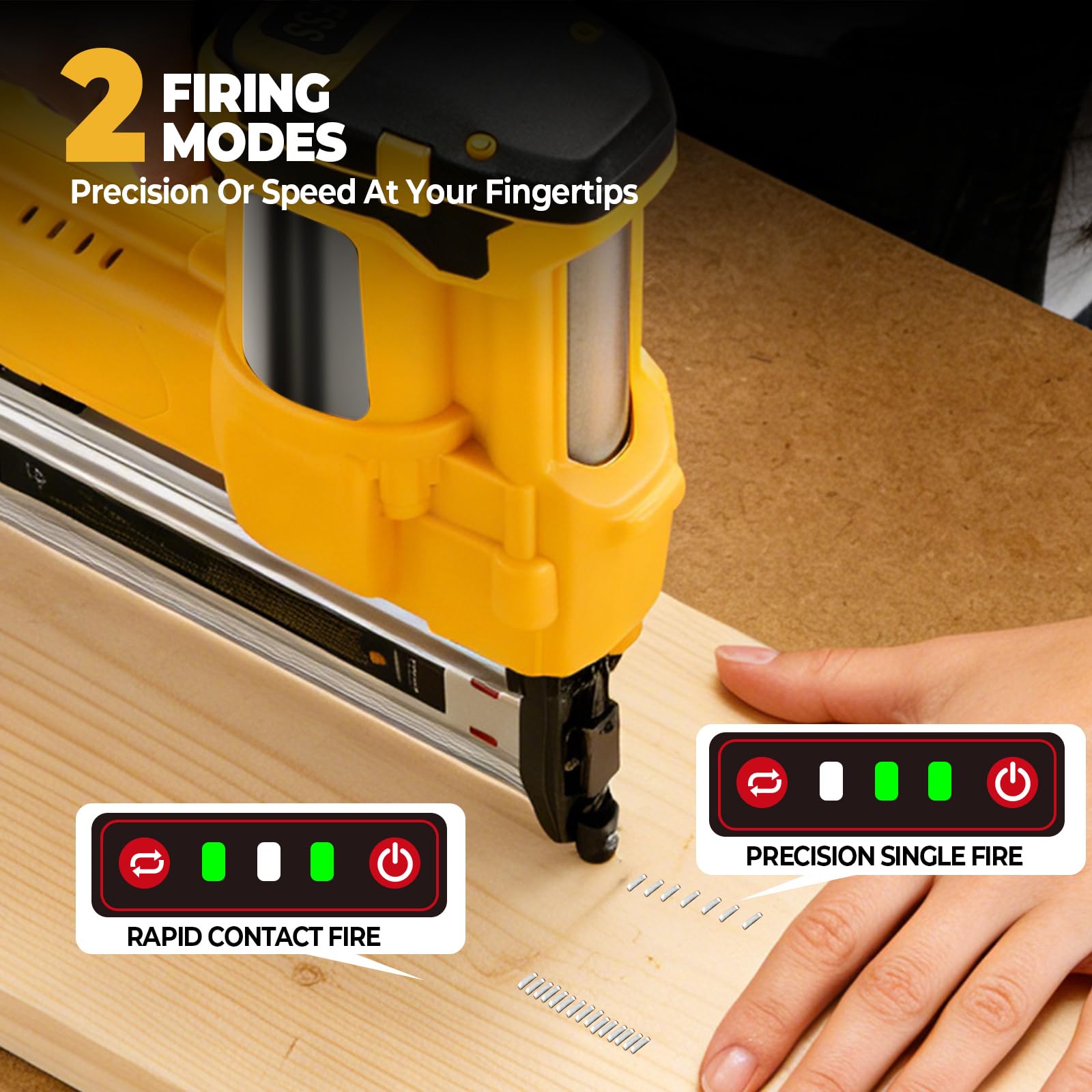 Clavadora inalámbrica de 2 pulgadas de 18GA compatible con Dewalt 20 V, pistola de clavos 2 en 1 sin escobillas y pistola de grapas con clavos F50 y grapas K440 para carpintería en el hogar
