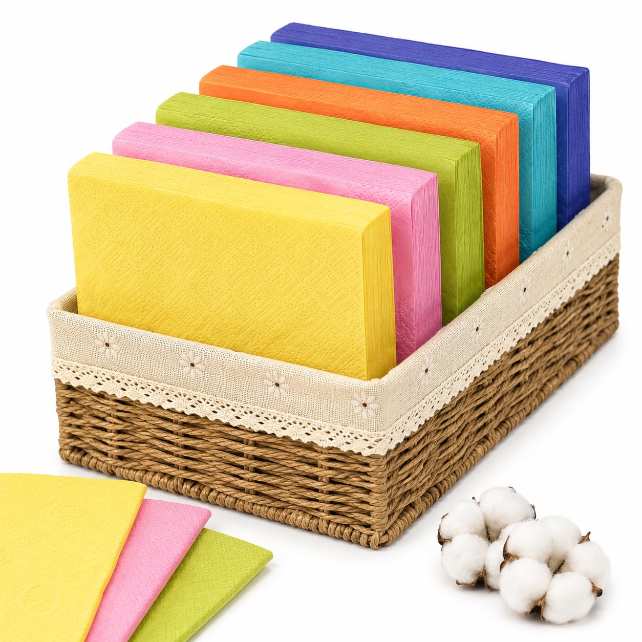 Colored Paper Napkins Pack of 6 | Multicolor Tissue Paper Napkins | 50 Sheets Per Pack | Premium Disposable Paper Napkins | Soft & Absorbent Colored Tissue Paper | Table Tissue Napkins-image-19