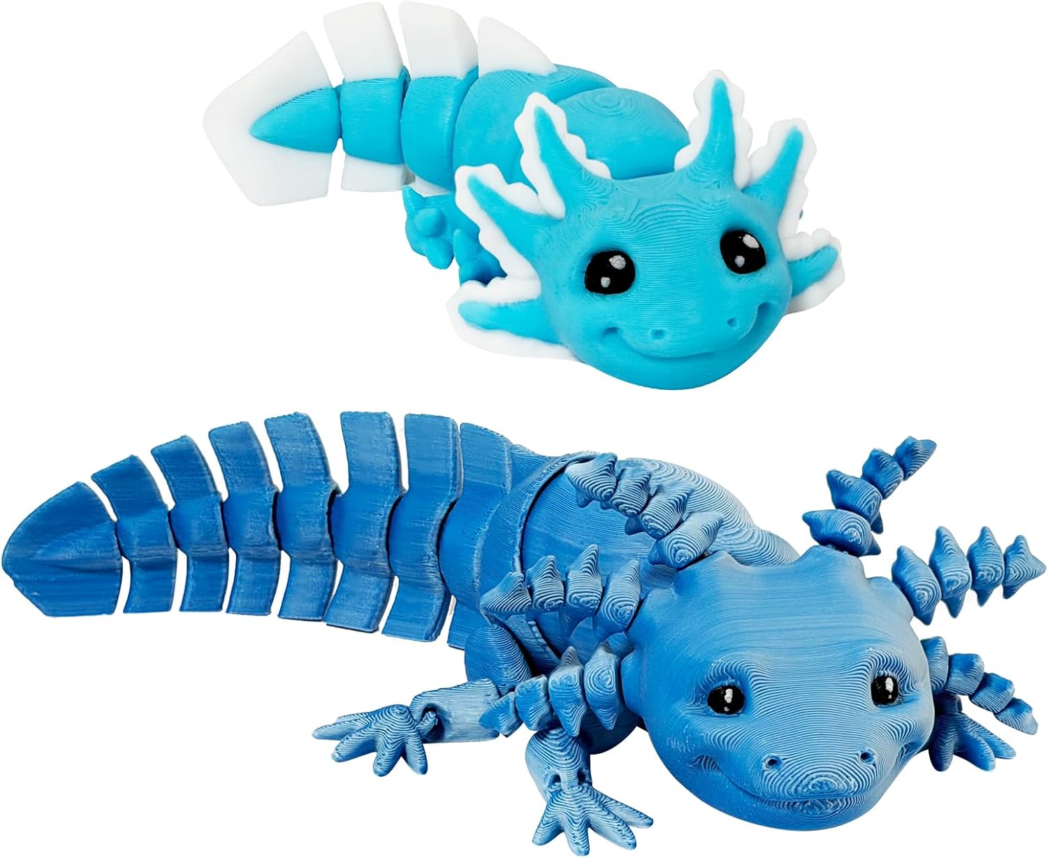 3D Printed Axolotl Set – 7-Inch & 4.5-Inch, Durable, Multi-Color, Articulated, Ideal for Display & Play (Ice Blue)