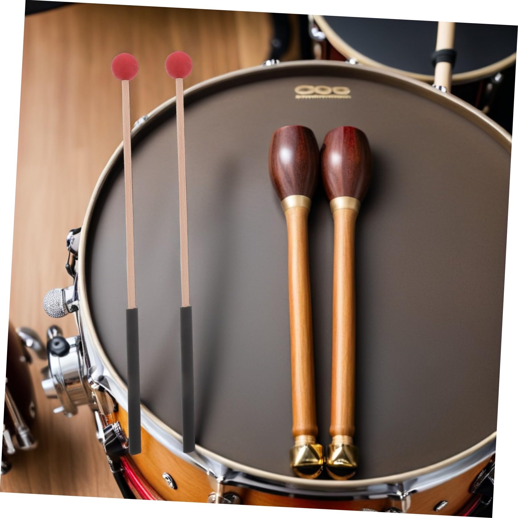 Kit de Baquetas para Batería con Funda Roja Antideslizante y Accesorios de Nylon y Madera, Adecuado para Músicos Profesionales y Principiantes en Jazz y Blues