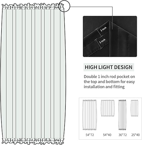 Miniatura 372 de DWCN Cortinas para puerta francesa: cortina térmica con bolsillo para barra para puertas con ventana de cristal, puertas de cocina y patio