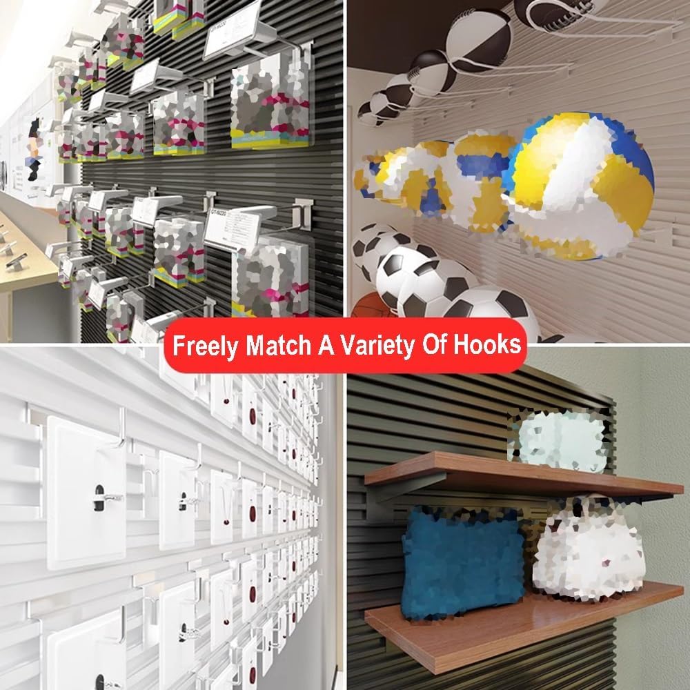 PVC Plastic Slatwall Panel, Accessories Stores Shows Slat Wall Panels, Wall-Mounted Pegboard Display Stand， Selling Rack Organizer for Store Home(40X1.5X22cm/15.7X0.6X8.7in-5pcs)